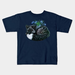 Silver Fox with Bluebells Kids T-Shirt